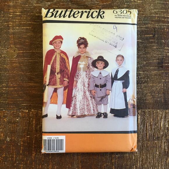 Butterick Sewing Pattern 6305 Childs Costume Royal King Queen Pilgrim 4-14 UNCUT - Picture 1 of 3
